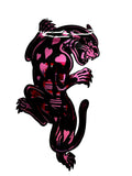 Pink Hearted Mirror Acrylic Panther Wall Hanging